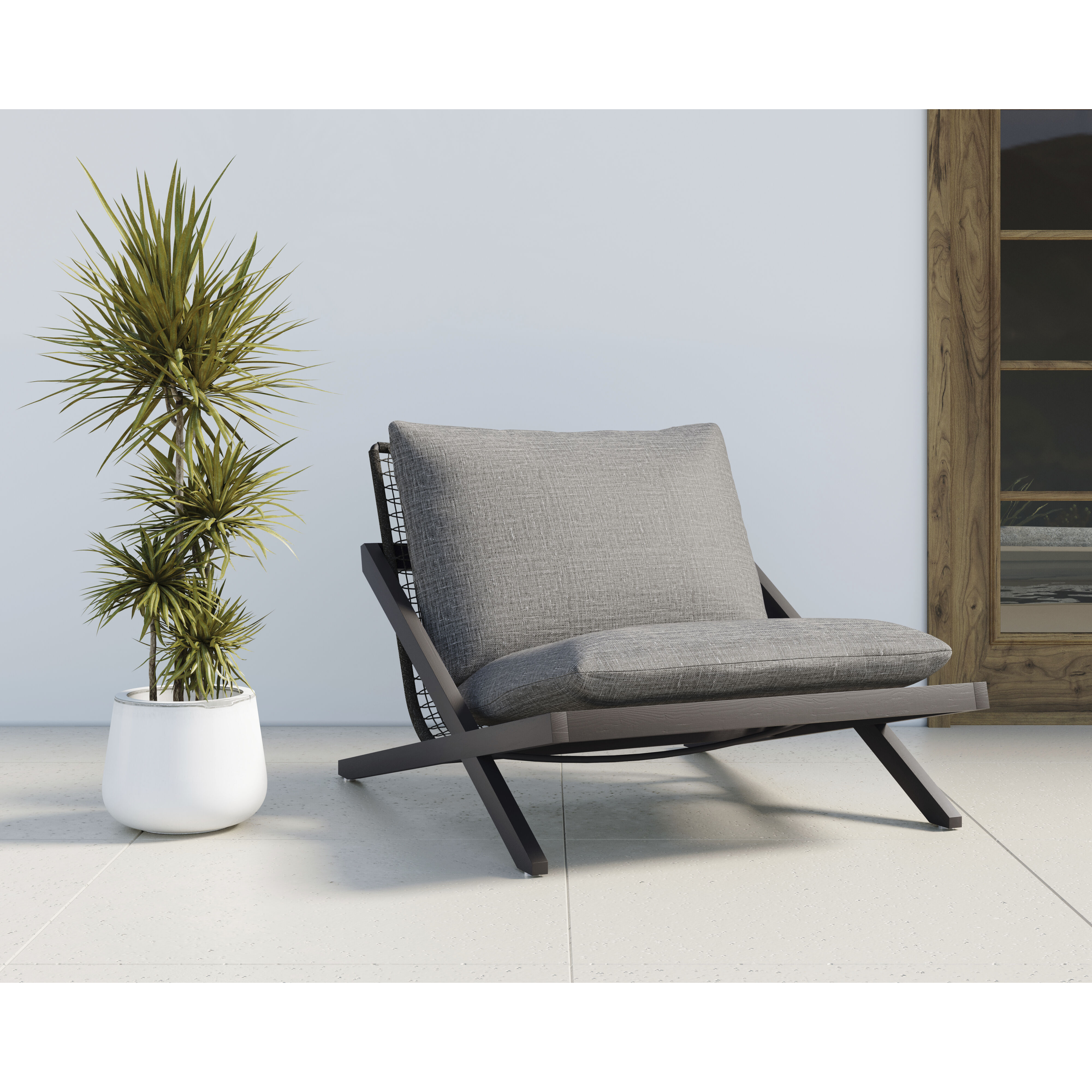 Bari Charcoal / Gracebay Grey Outdoor Lounge Chair
